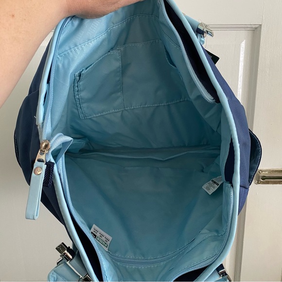 Puma Cartel Tote Bag Dark Blue with Light Blue Trim Silver Hardware Zipper NWT - Picture 11 of 16
